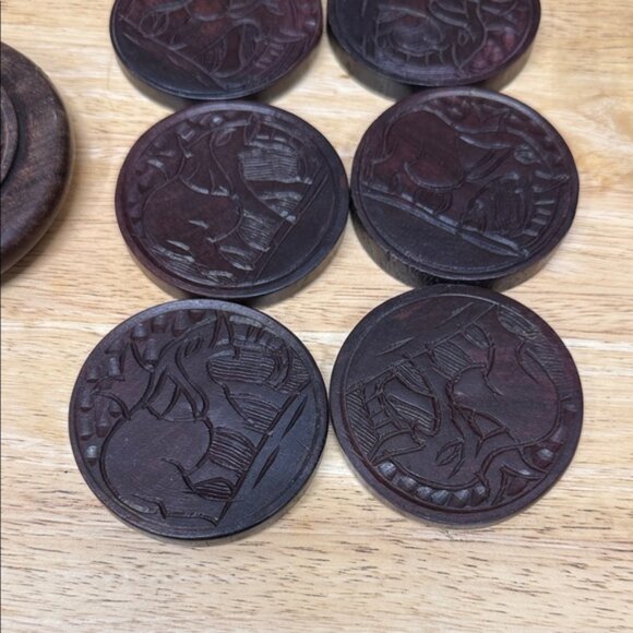 Carved Wooden Elephant Coasters - Picture 4 of 4